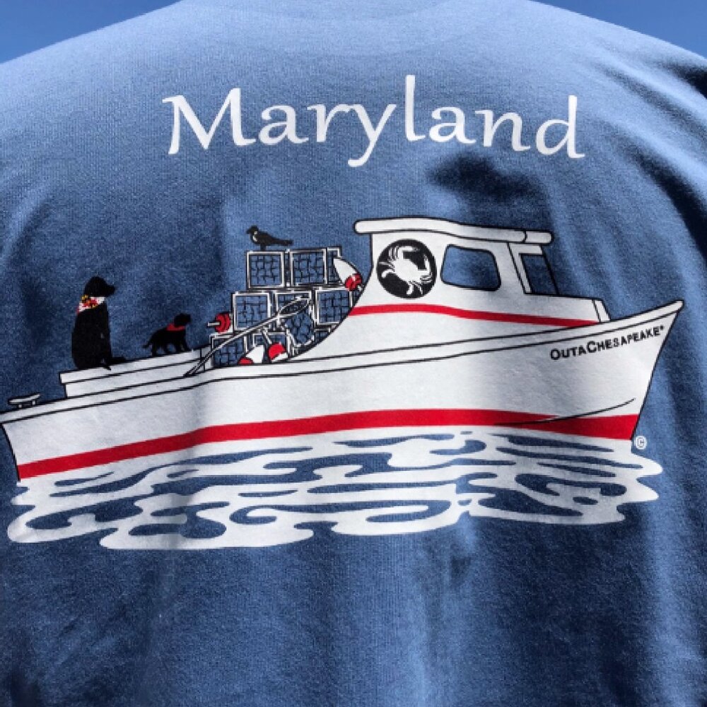 Maryland Crab Boat and Companions Short Sleeve T-Shirt - NEW Fast Ship